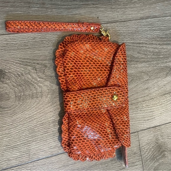 Orange Boho style wristlet Size 8X5 - Picture 2 of 6